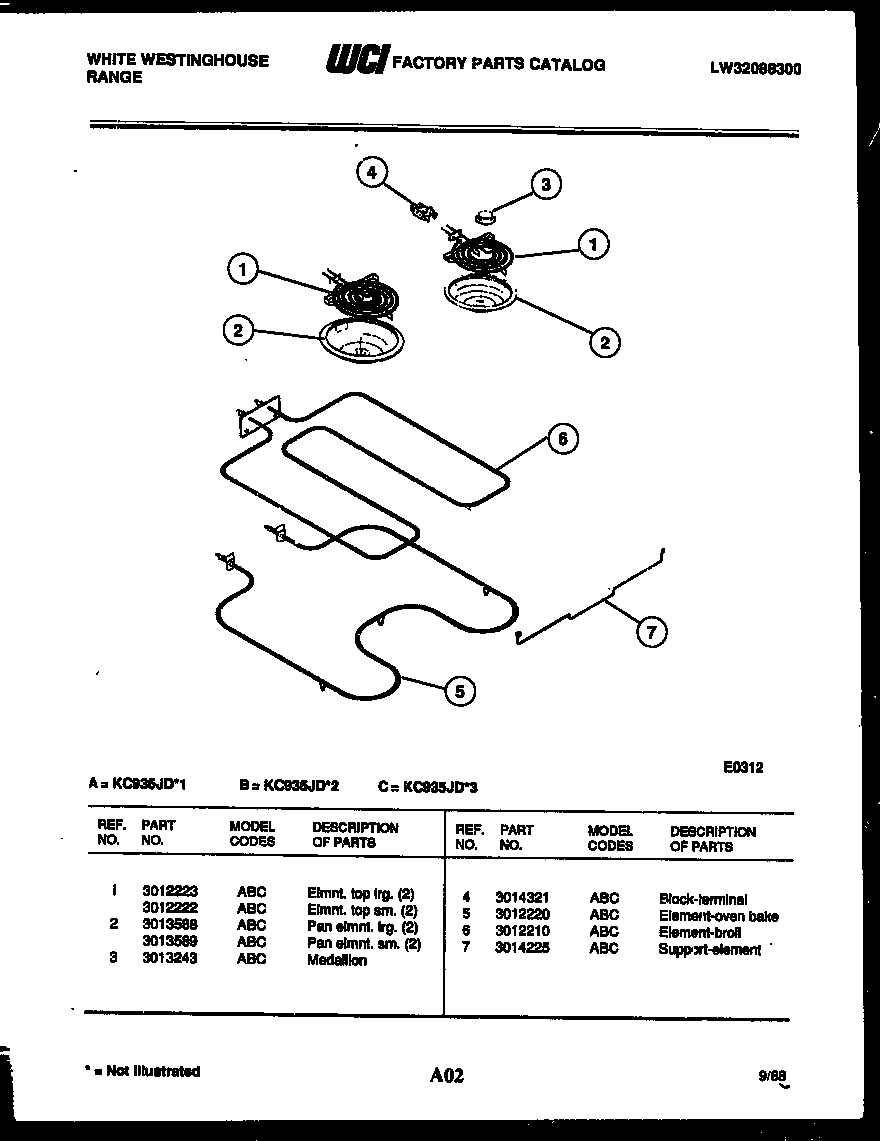 White-Westinghouse KC935JD3 broiler parts diagram