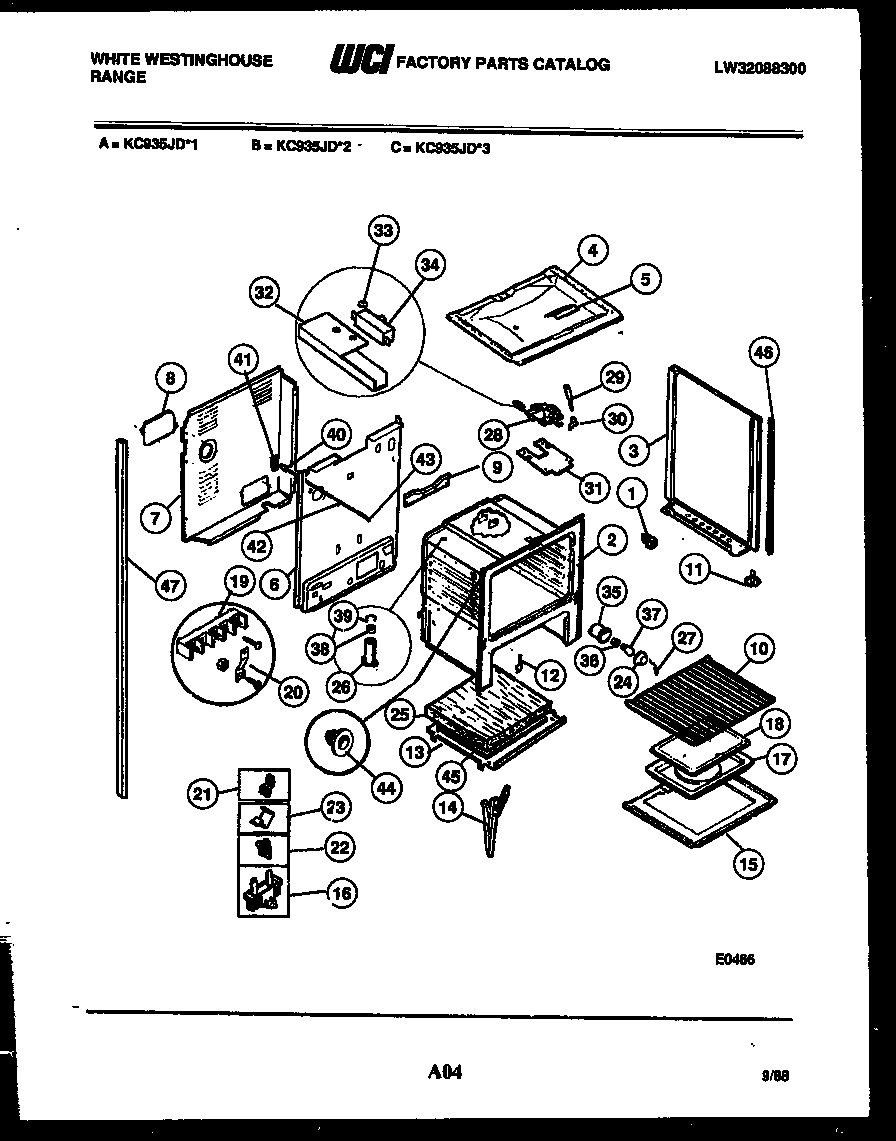 White-Westinghouse KC935JD3 lower body parts diagram