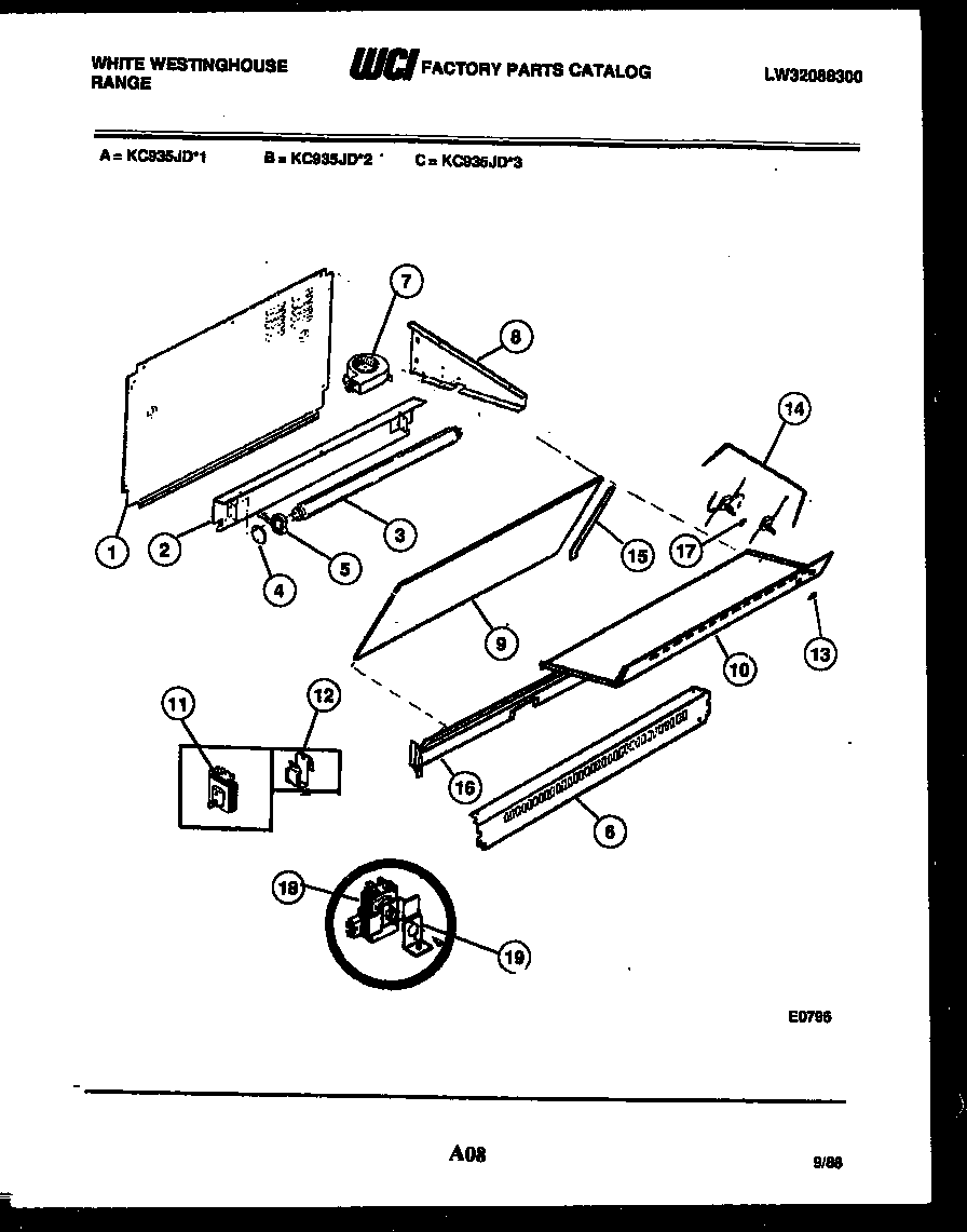 White-Westinghouse KC935JD3 splasher control diagram