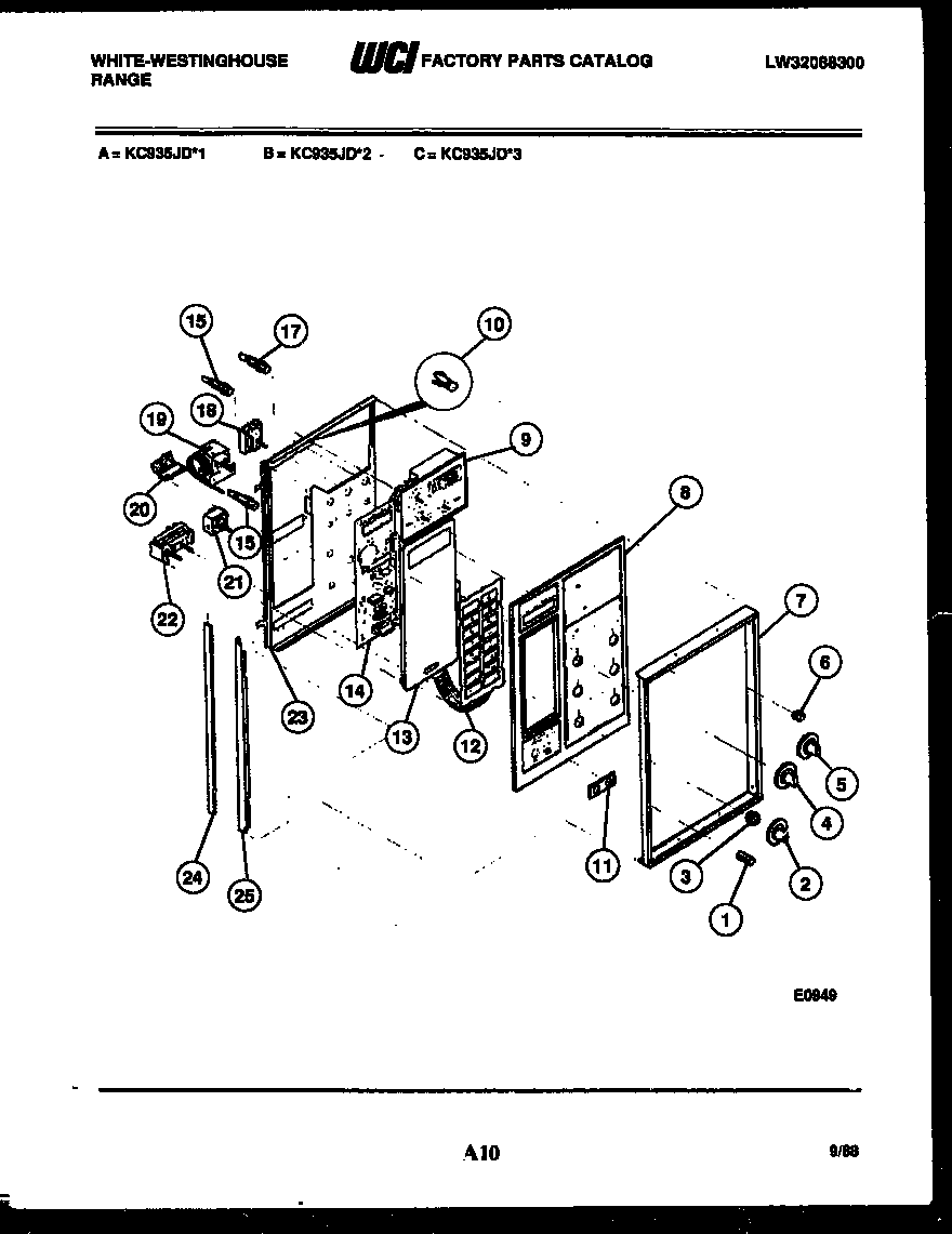 White-Westinghouse KC935JD3 control panel diagram