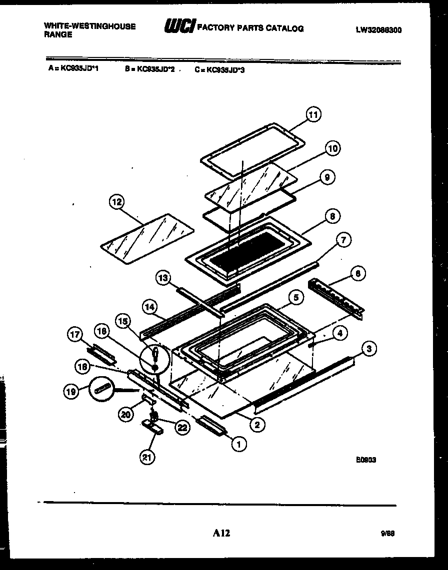 White-Westinghouse KC935JD3 top door parts diagram