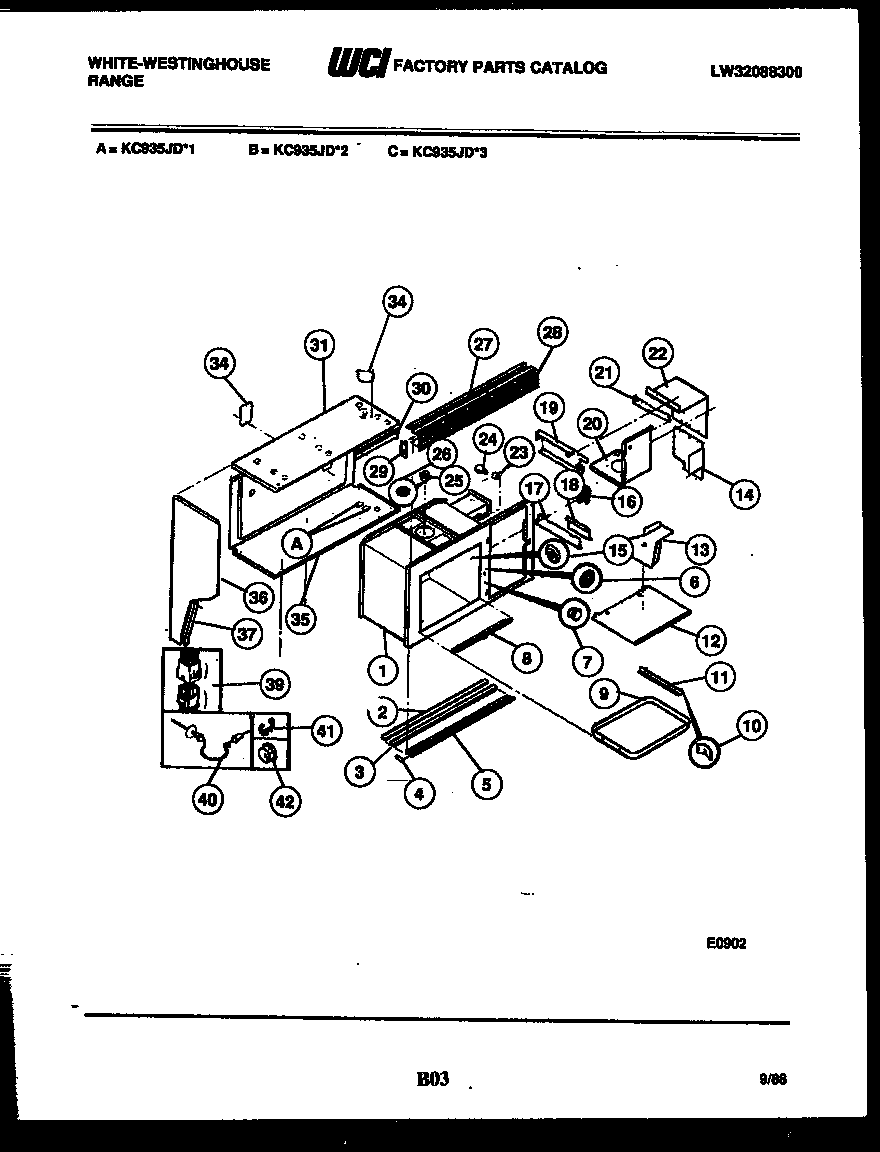 White-Westinghouse KC935JD3 upper body parts diagram