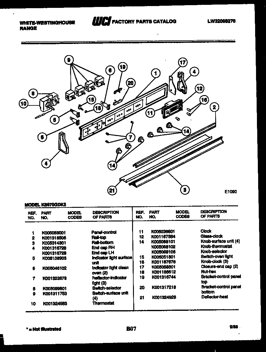 White-Westinghouse KS970GDKH2 control panel diagram