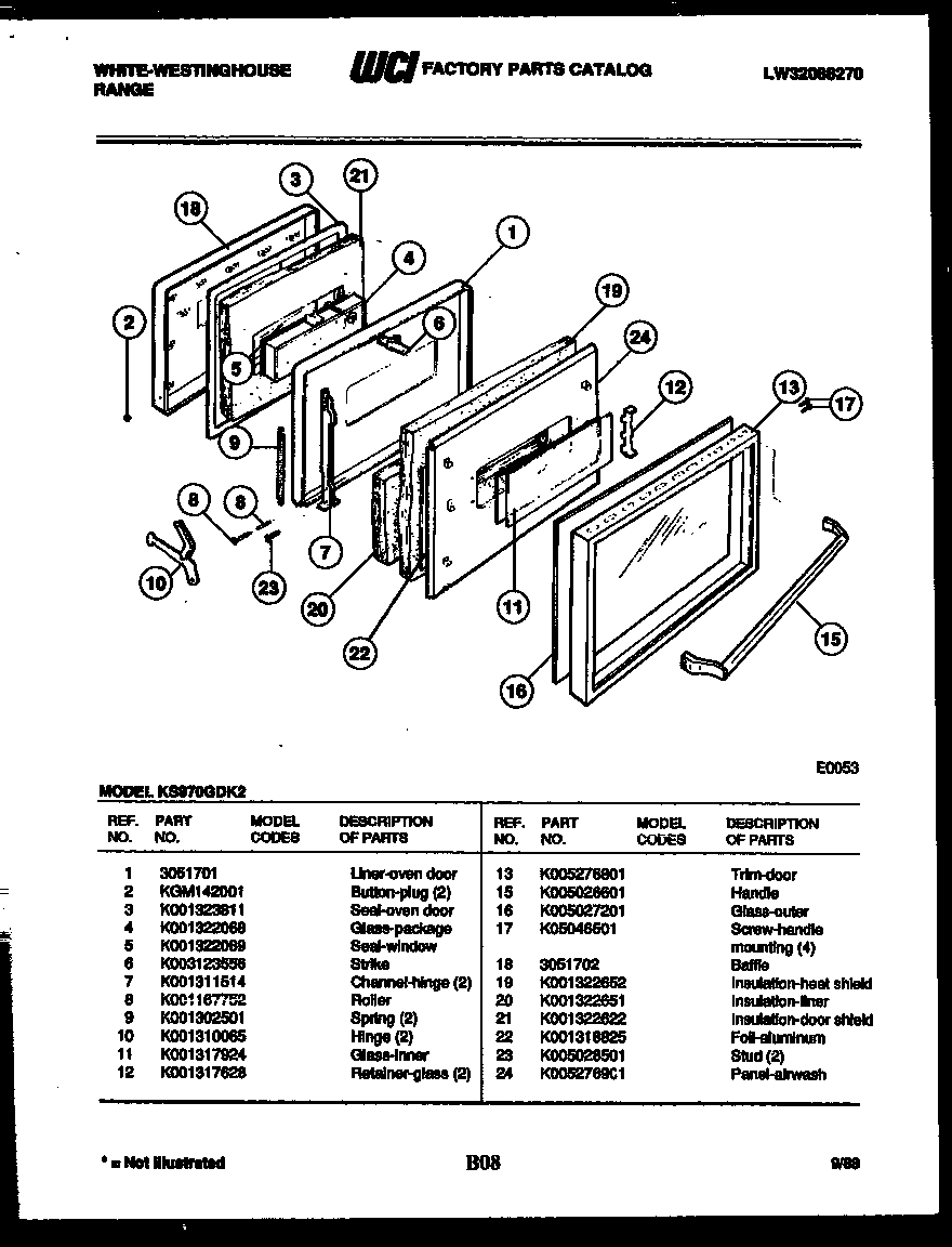 White-Westinghouse KS970GDKH2 door parts diagram