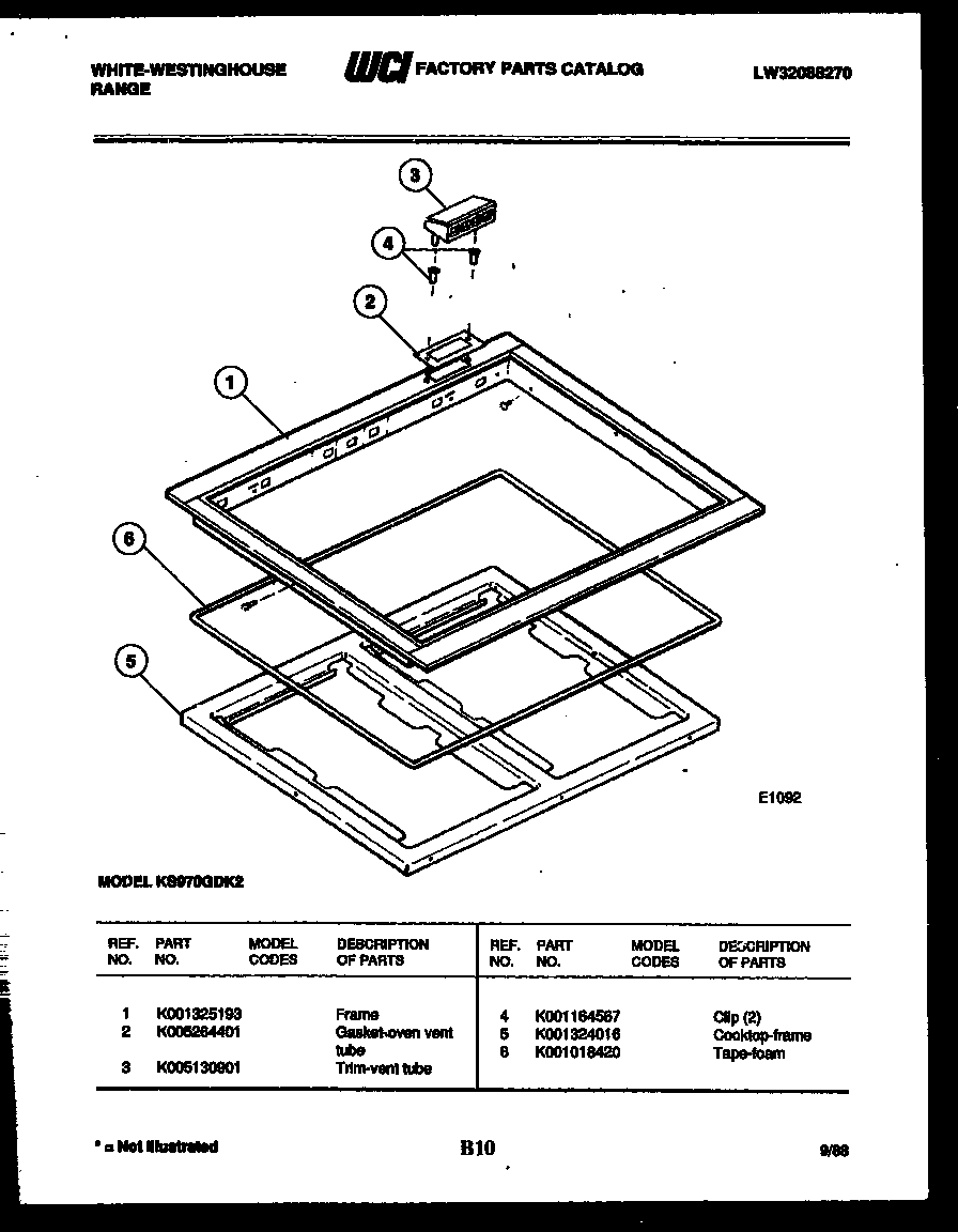 White-Westinghouse KS970GDKH2 frame parts diagram