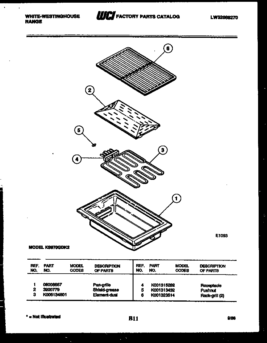 White-Westinghouse KS970GDKH2 broiler parts diagram