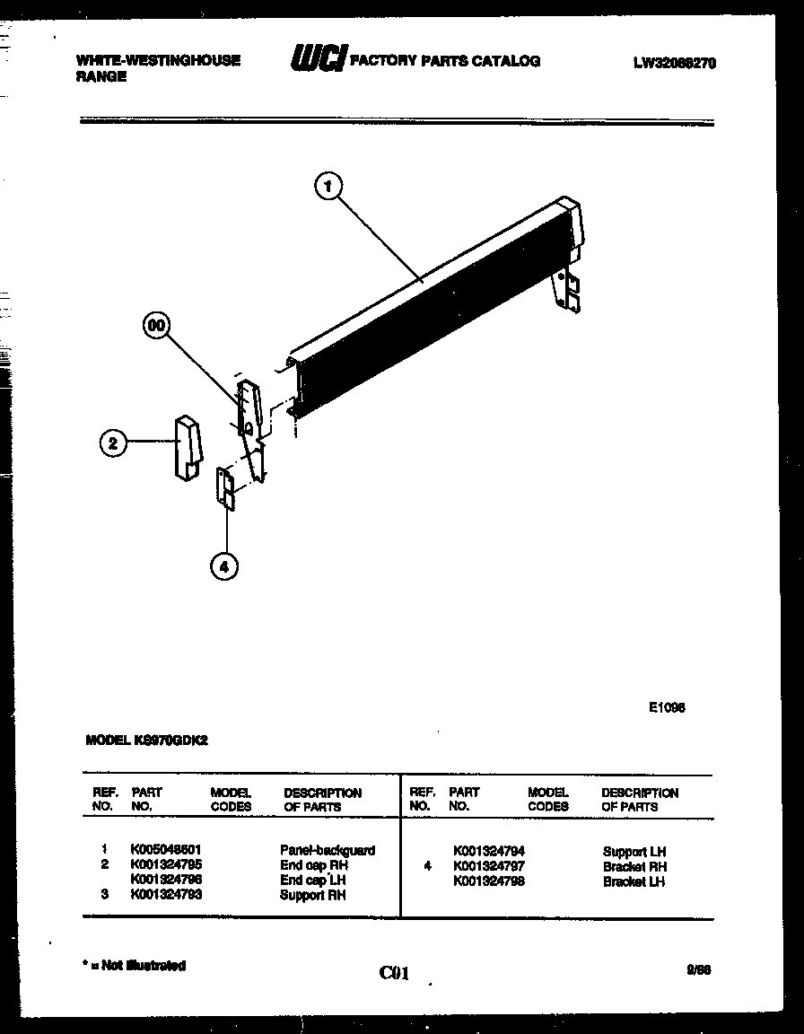 White-Westinghouse KS970GDKH2 backguard diagram