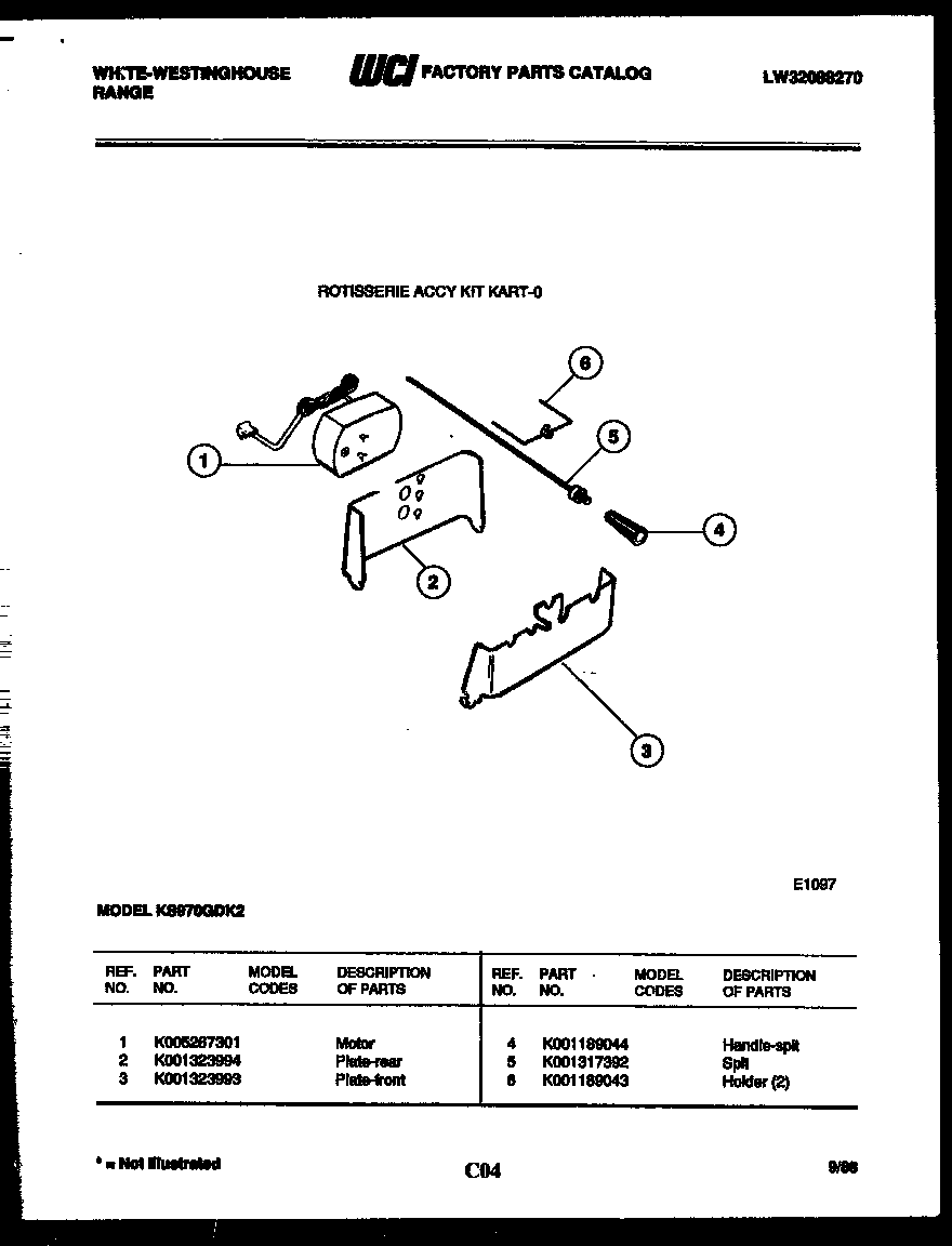 White-Westinghouse KS970GDKH2 motor parts diagram