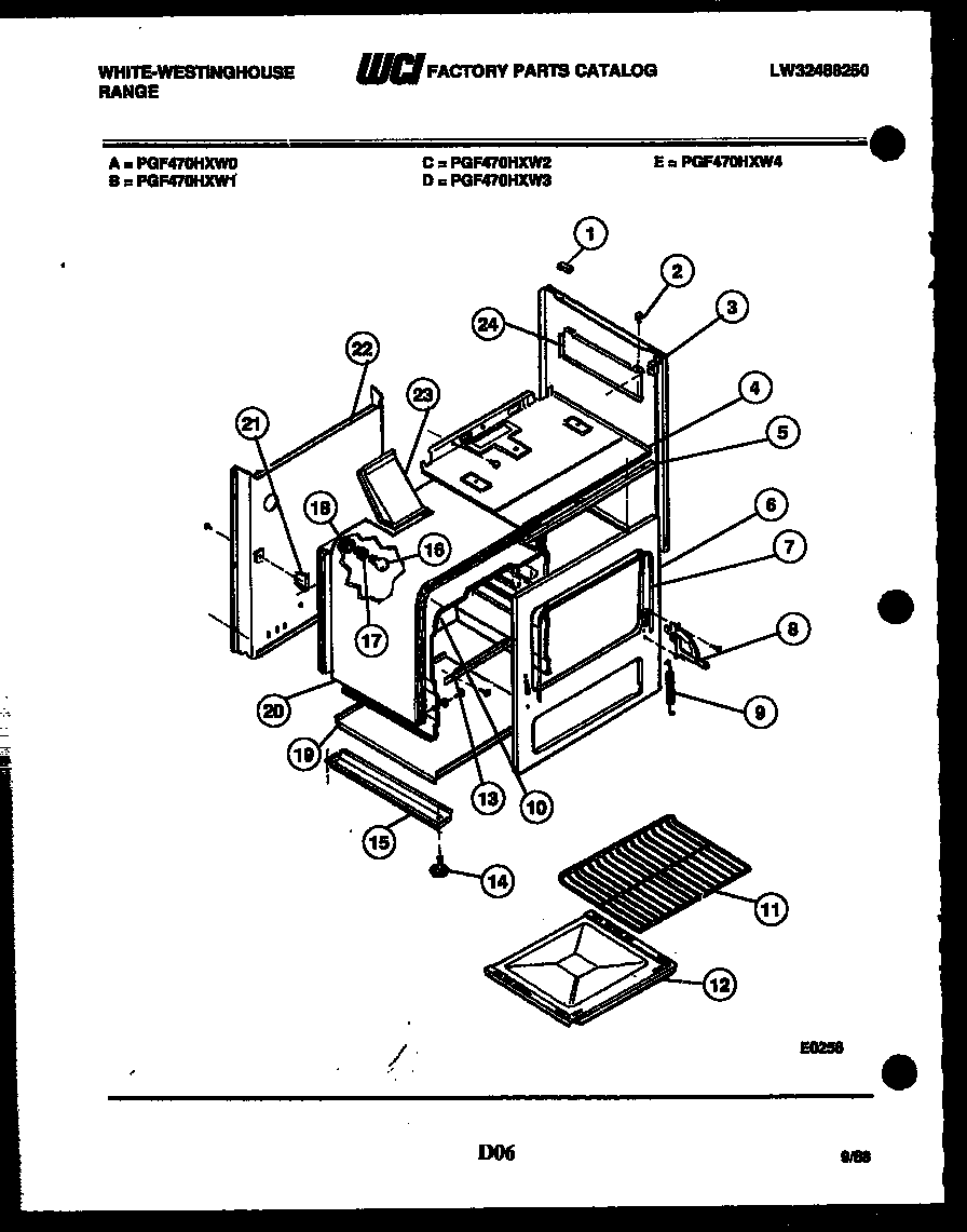 White-Westinghouse PGF470HXW3 body parts diagram