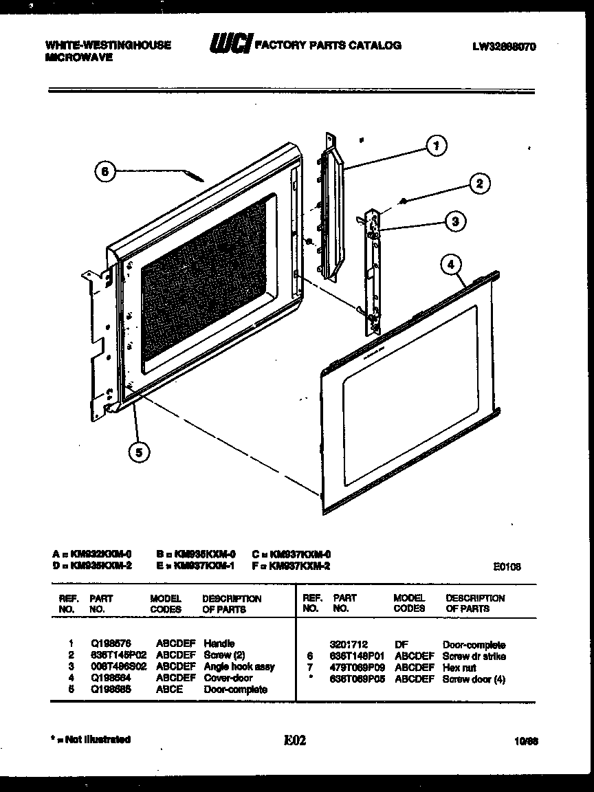 White-Westinghouse KM937KXM0 door parts diagram