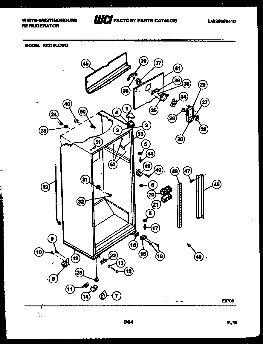 White-Westinghouse RT215LCH0 cabinet parts diagram