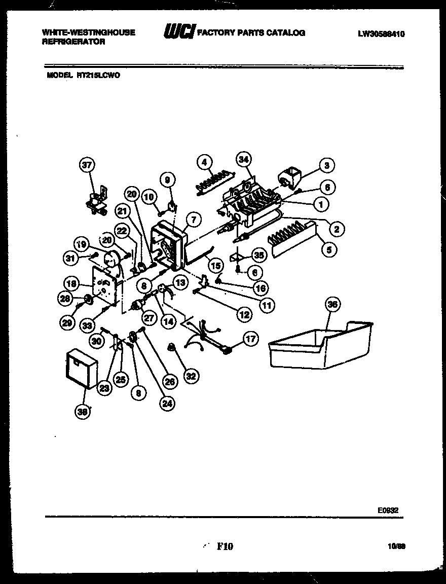 White-Westinghouse RT215LCH0 ice maker parts diagram
