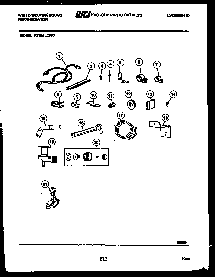 White-Westinghouse RT215LCH0 ice maker installation parts diagram