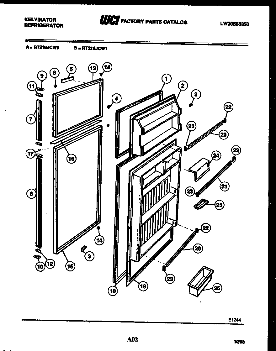 White-Westinghouse RT218JCD1 door parts diagram