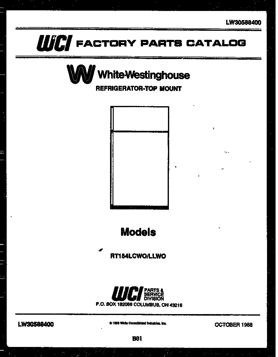 White-Westinghouse RA186GCV5 cover page diagram