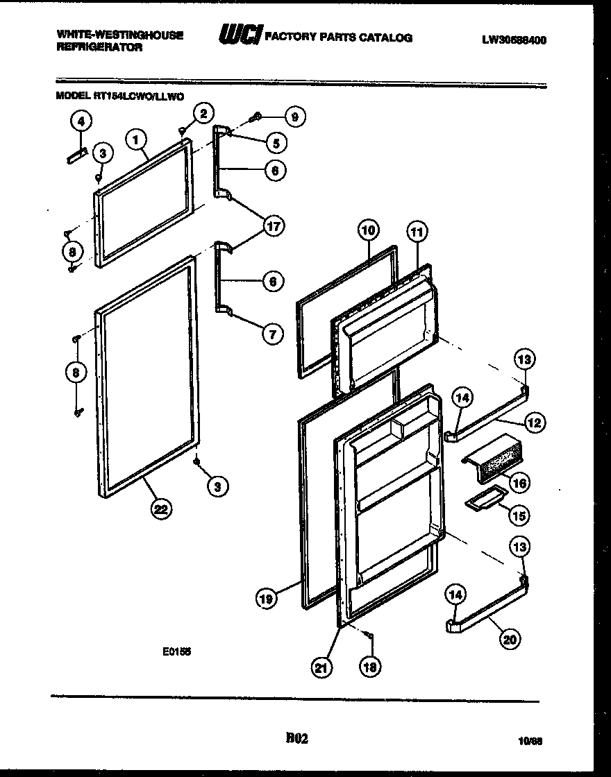 White-Westinghouse RA186GCV5 door parts diagram