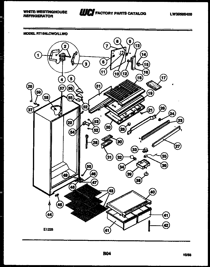 White-Westinghouse RA186GCV5 cabinet parts diagram