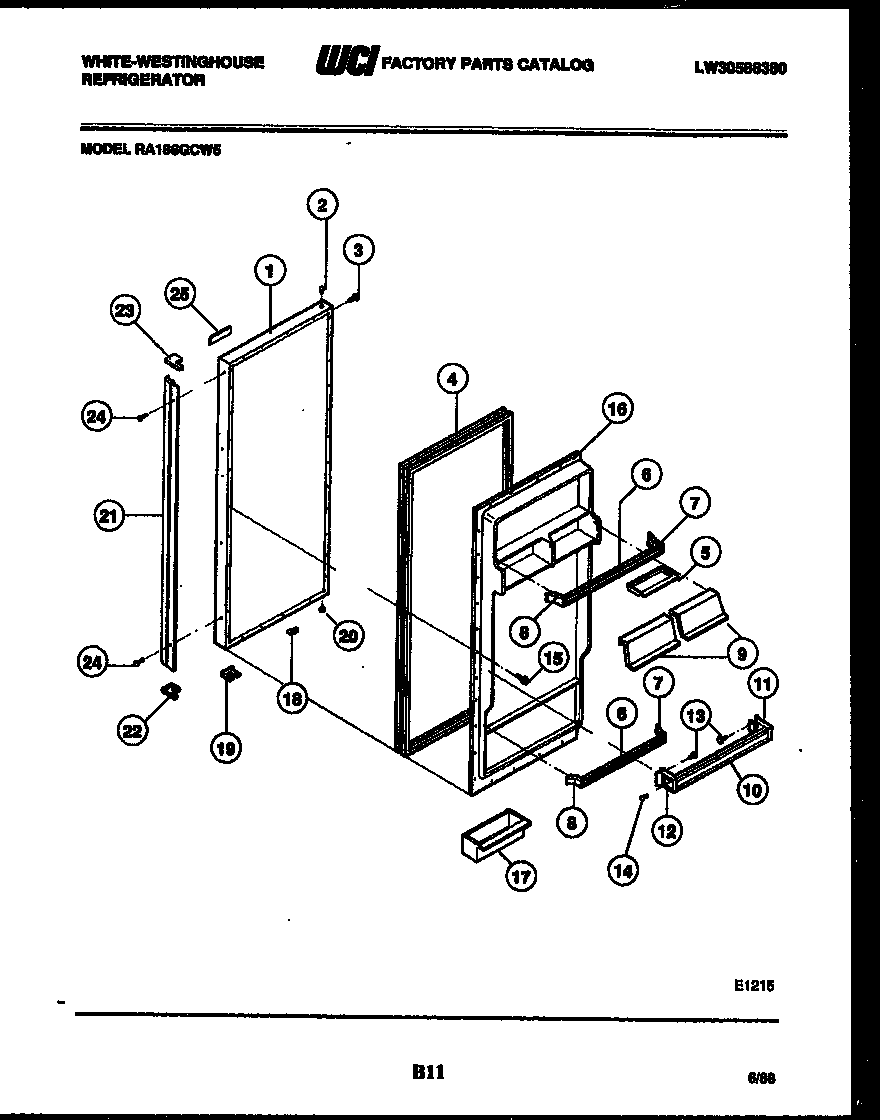White-Westinghouse RT140LCF2 door parts diagram
