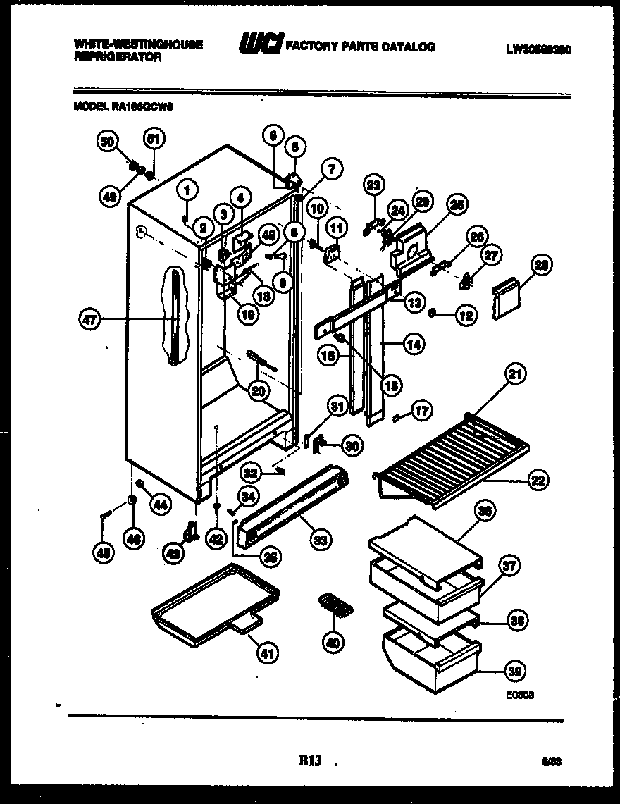 White-Westinghouse RT140LCF2 cabinet parts diagram