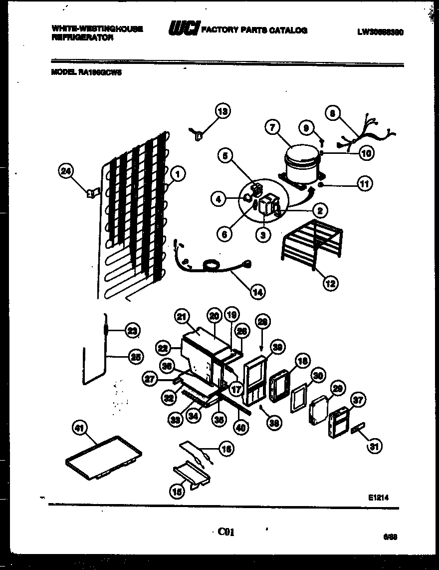 White-Westinghouse RT140LCF2 system and automatic defrost parts diagram
