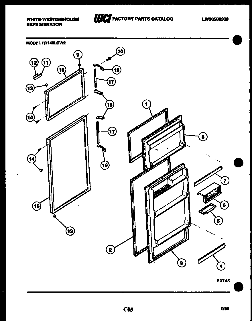 White-Westinghouse RT163LLD1 door parts diagram