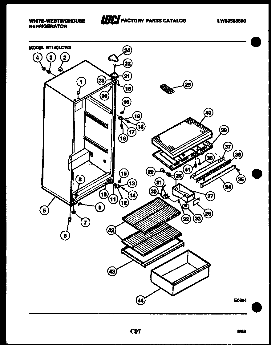 White-Westinghouse RT163LLD1 cabinet parts diagram