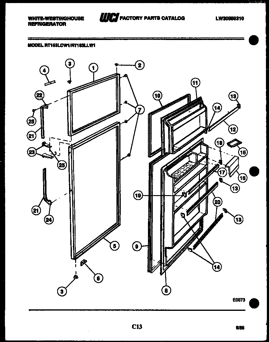 White-Westinghouse RT164LCH0 door parts diagram