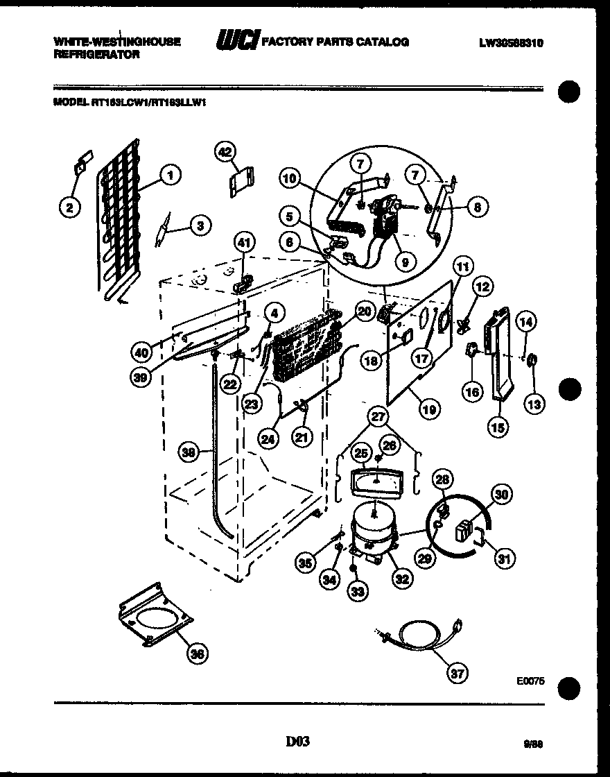 White-Westinghouse RT164LCH0 shelves and supports diagram