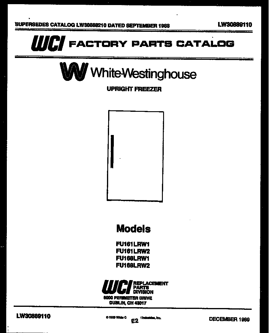 White-Westinghouse RT174LCW0 cover page diagram