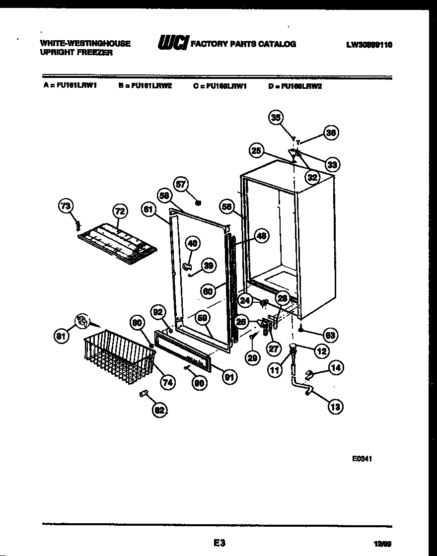 White-Westinghouse RT174LCW0 door parts diagram
