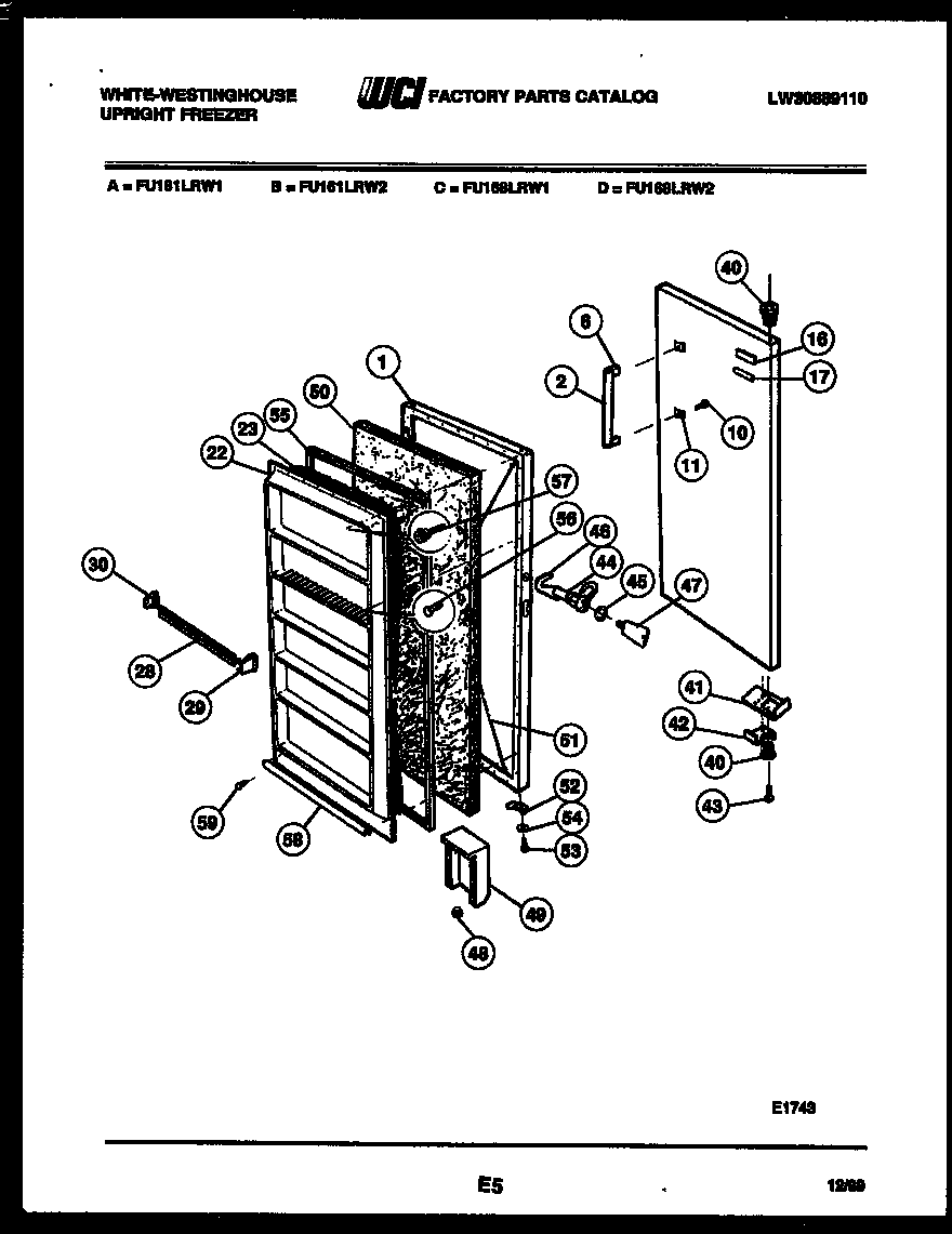 White-Westinghouse RT174LCW0 cabinet parts diagram