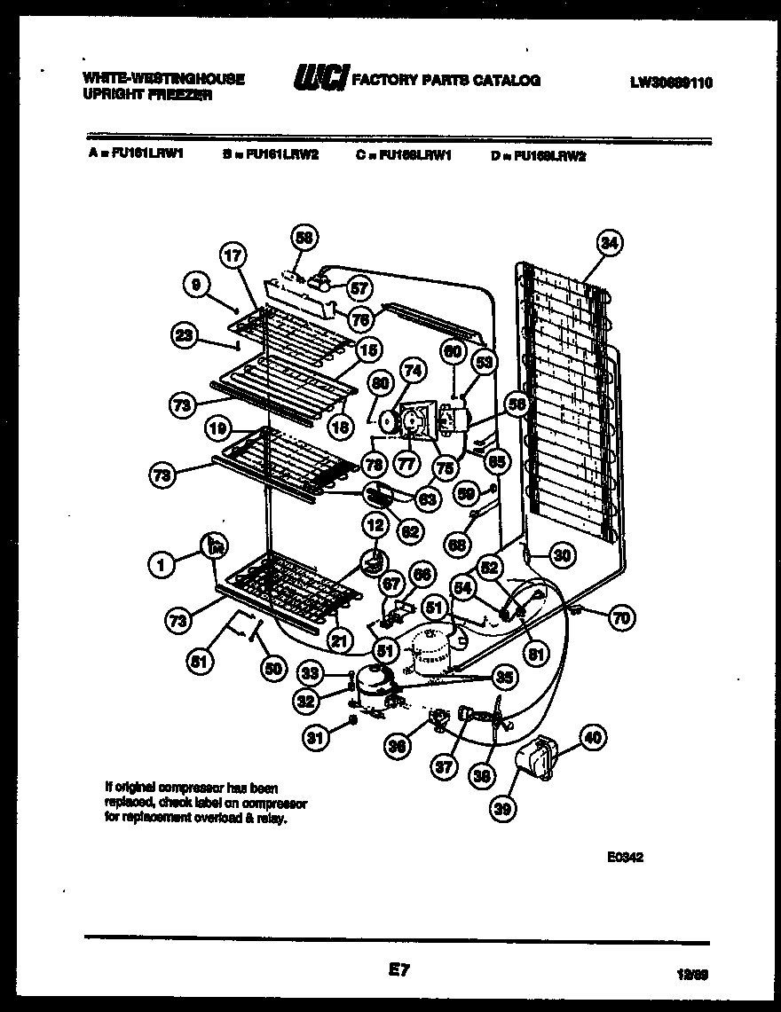 White-Westinghouse RT174LCW0 shelves and supports diagram