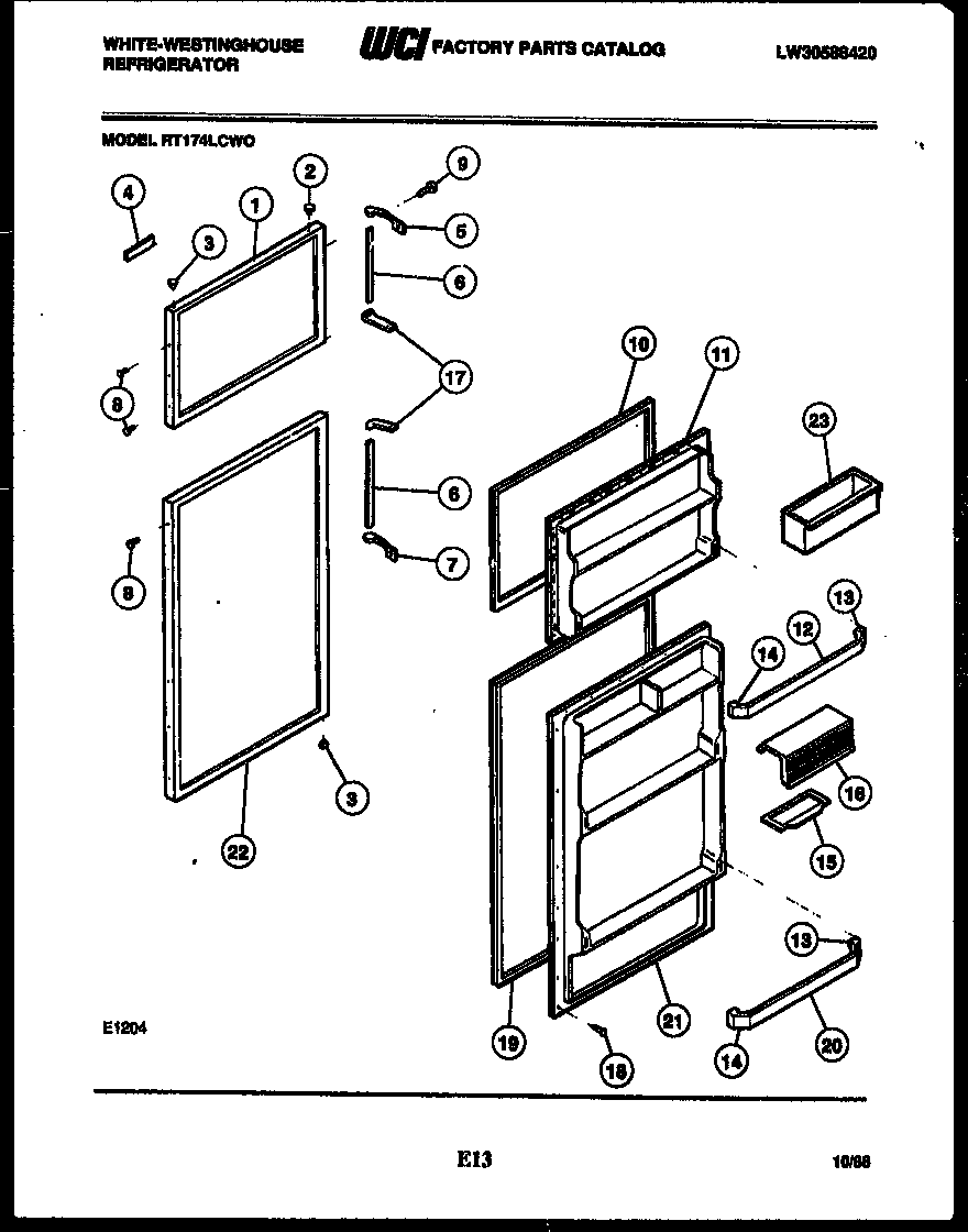 White-Westinghouse RT216JCW3 door parts diagram