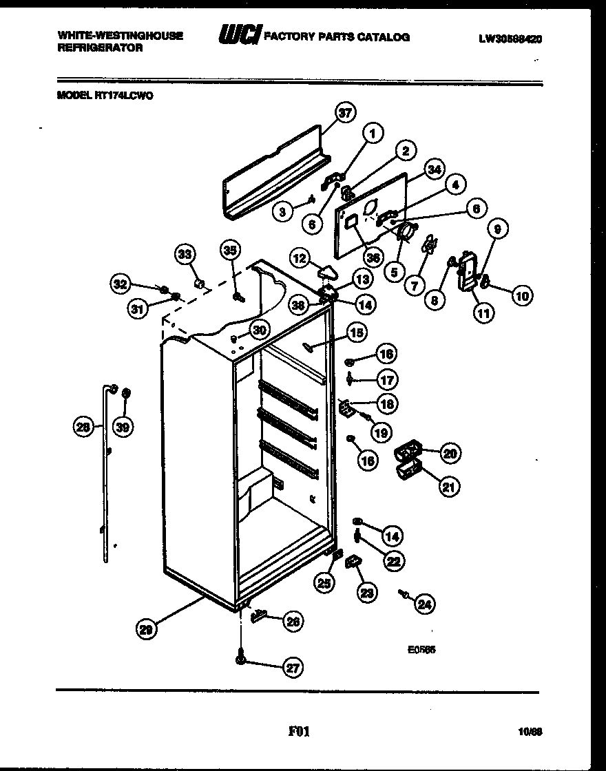 White-Westinghouse RT216JCW3 cabinet parts diagram