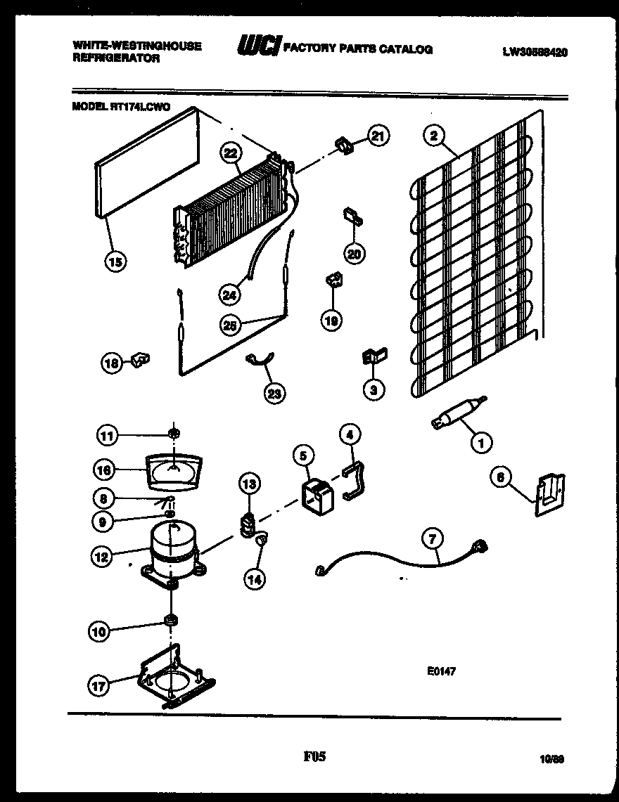 White-Westinghouse RT216JCW3 system and automatic defrost parts diagram