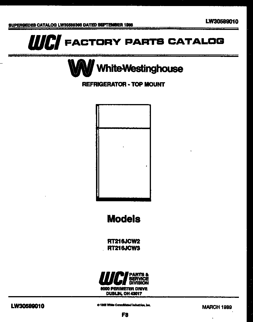 White-Westinghouse PGF716HXD2 cover page diagram