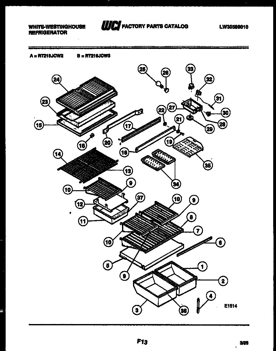 White-Westinghouse PGF716HXD2 broiler drawer parts diagram