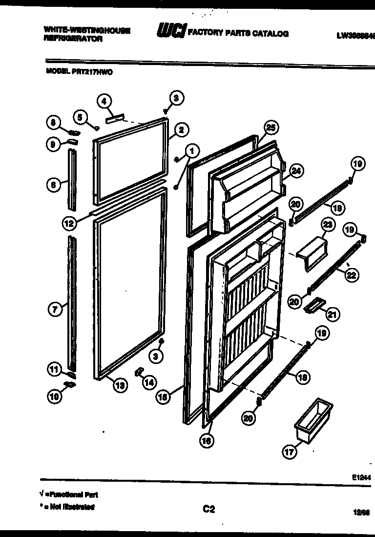White-Westinghouse PRT217HV0 door parts diagram