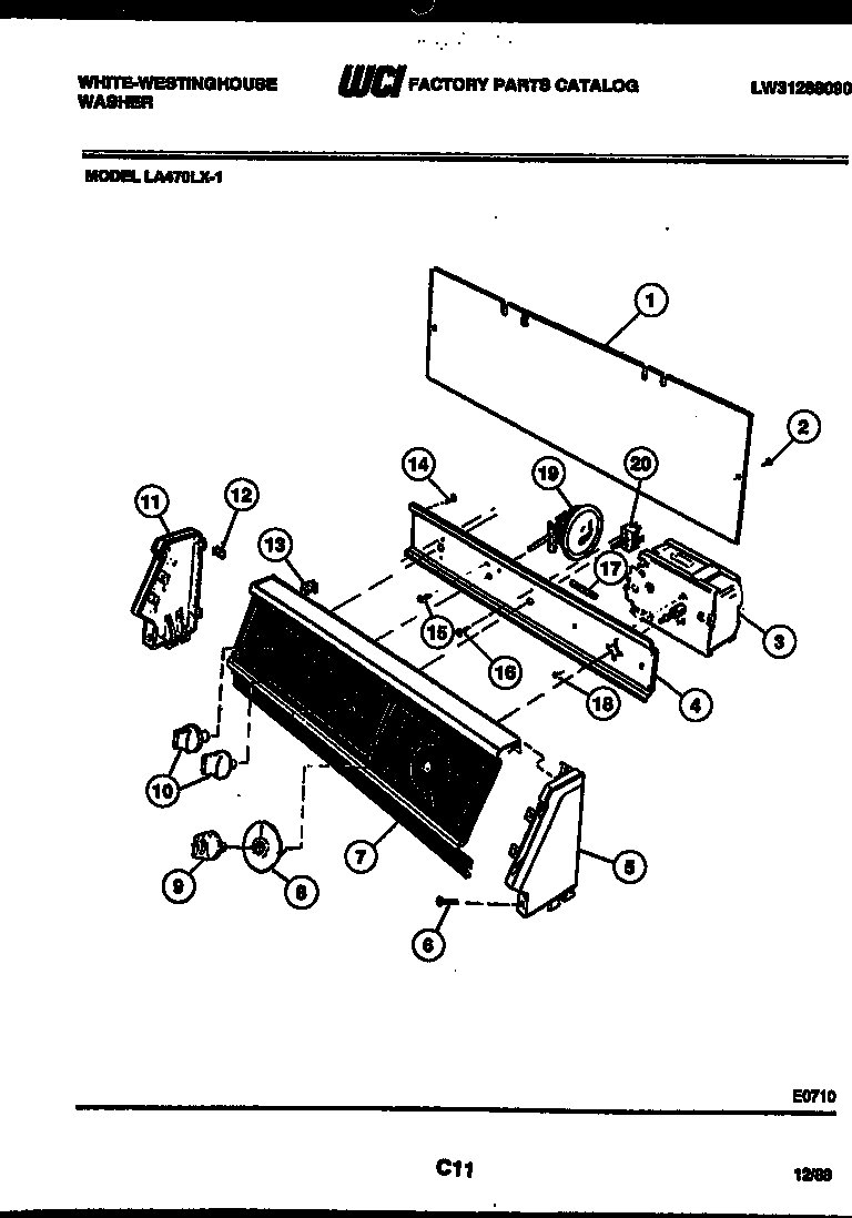 White-Westinghouse LA470LXW1 console and control parts diagram