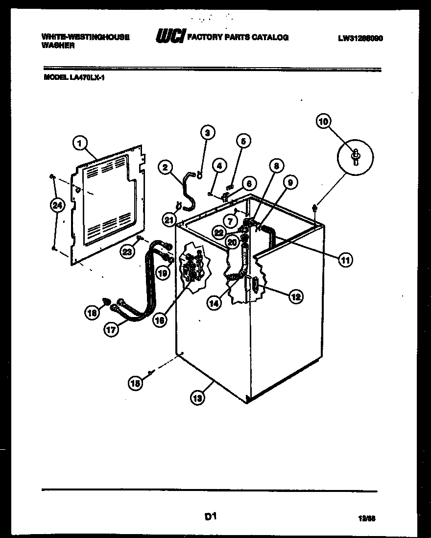 White-Westinghouse LA470LXW1 cabinet parts diagram