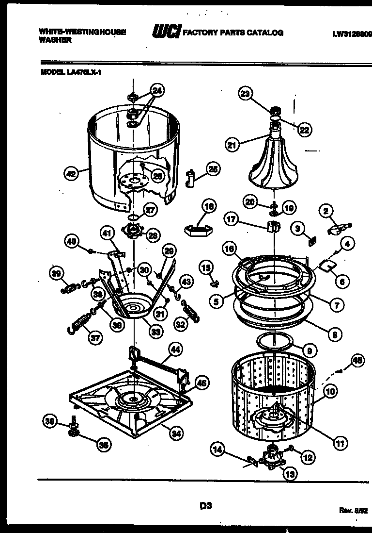 White-Westinghouse LA470LXW1 tub detail diagram