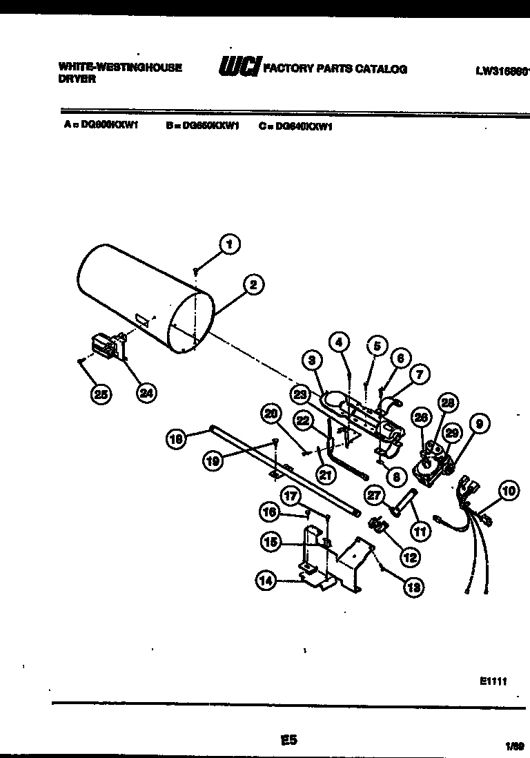 White-Westinghouse DG640KXD1 burner, igniter and valve diagram