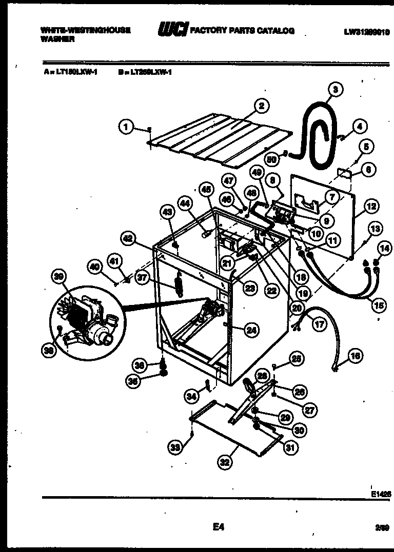 White-Westinghouse LT250LXH1 cabinet parts diagram