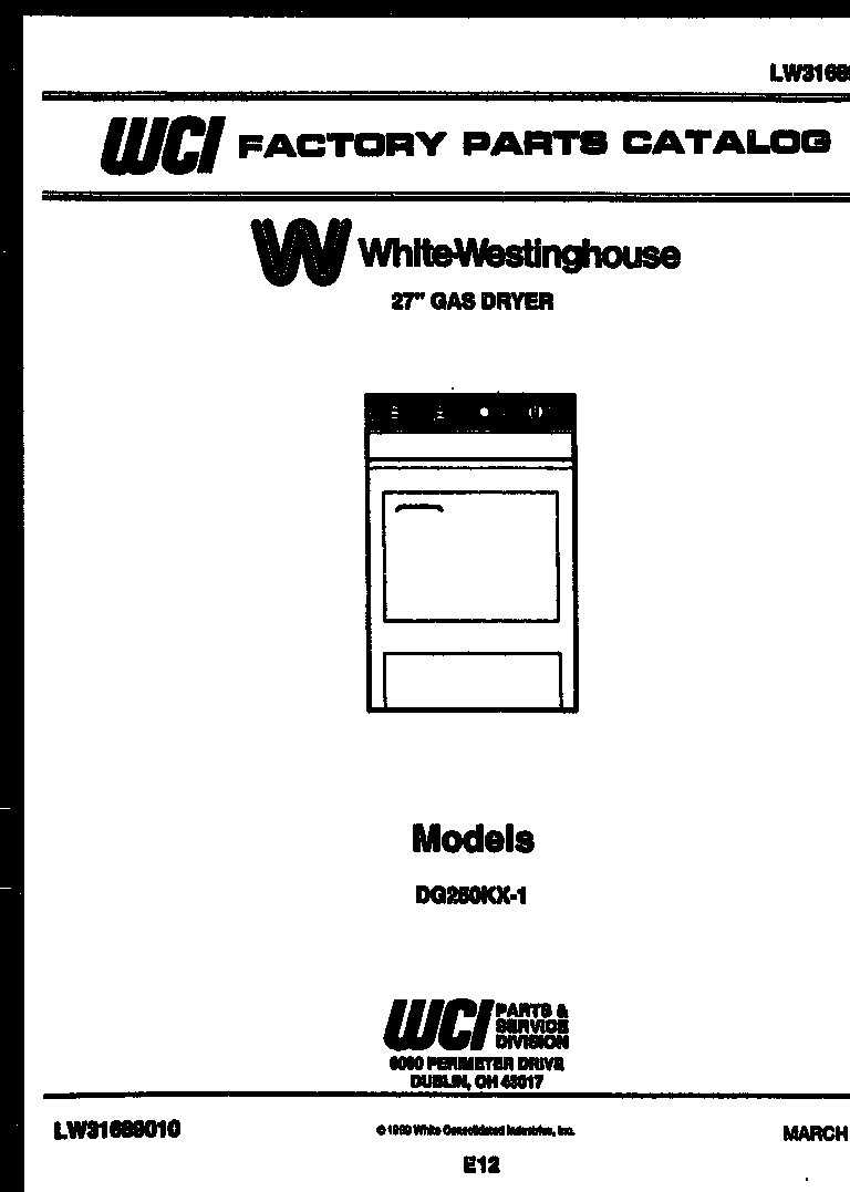 White-Westinghouse DG250KXW1 null diagram