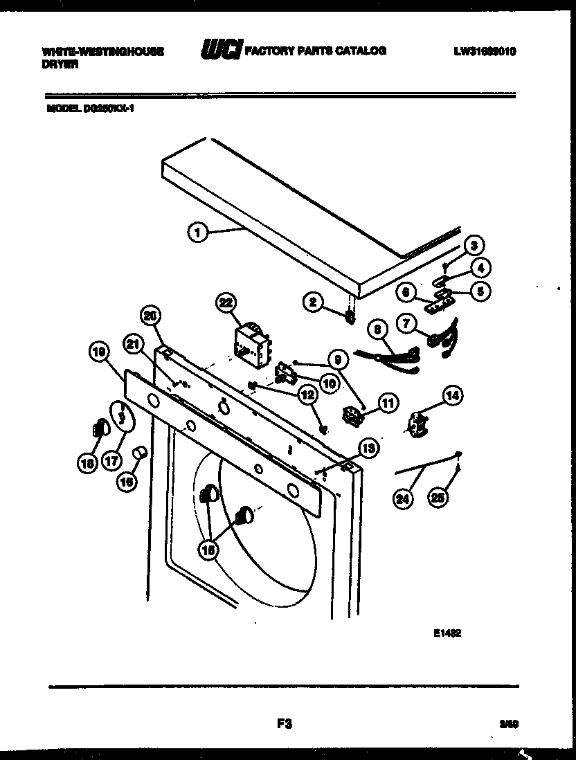White-Westinghouse DG250KXW1 door and installation parts diagram