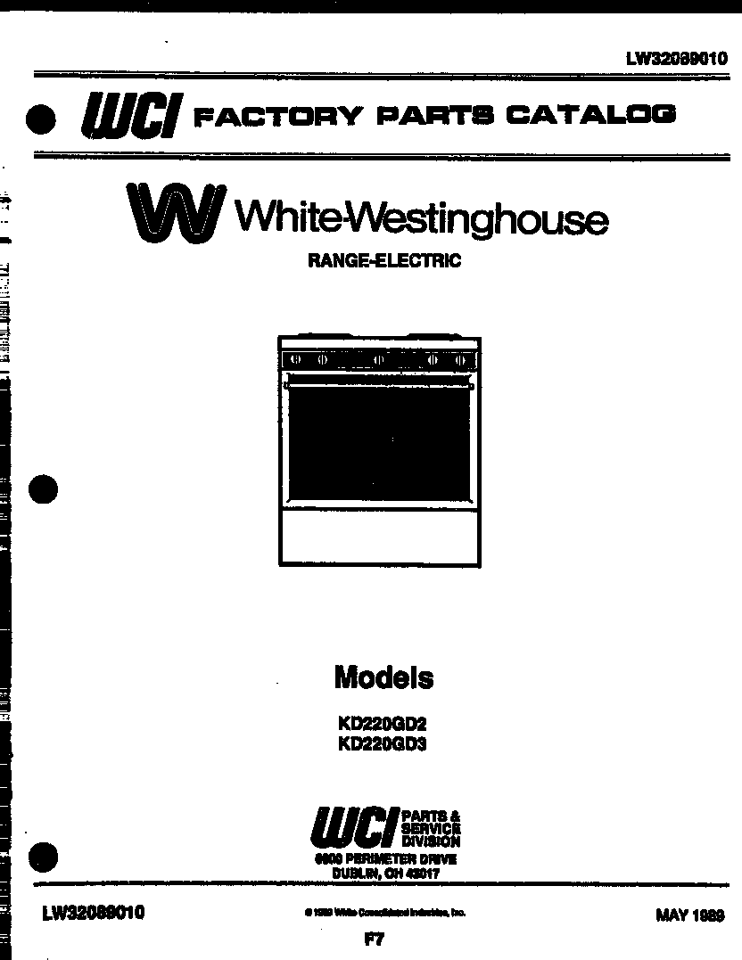 White-Westinghouse KD220GDW3 cover diagram