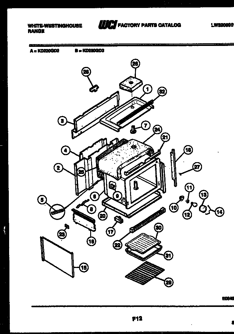 White-Westinghouse KD220GDW3 body parts diagram