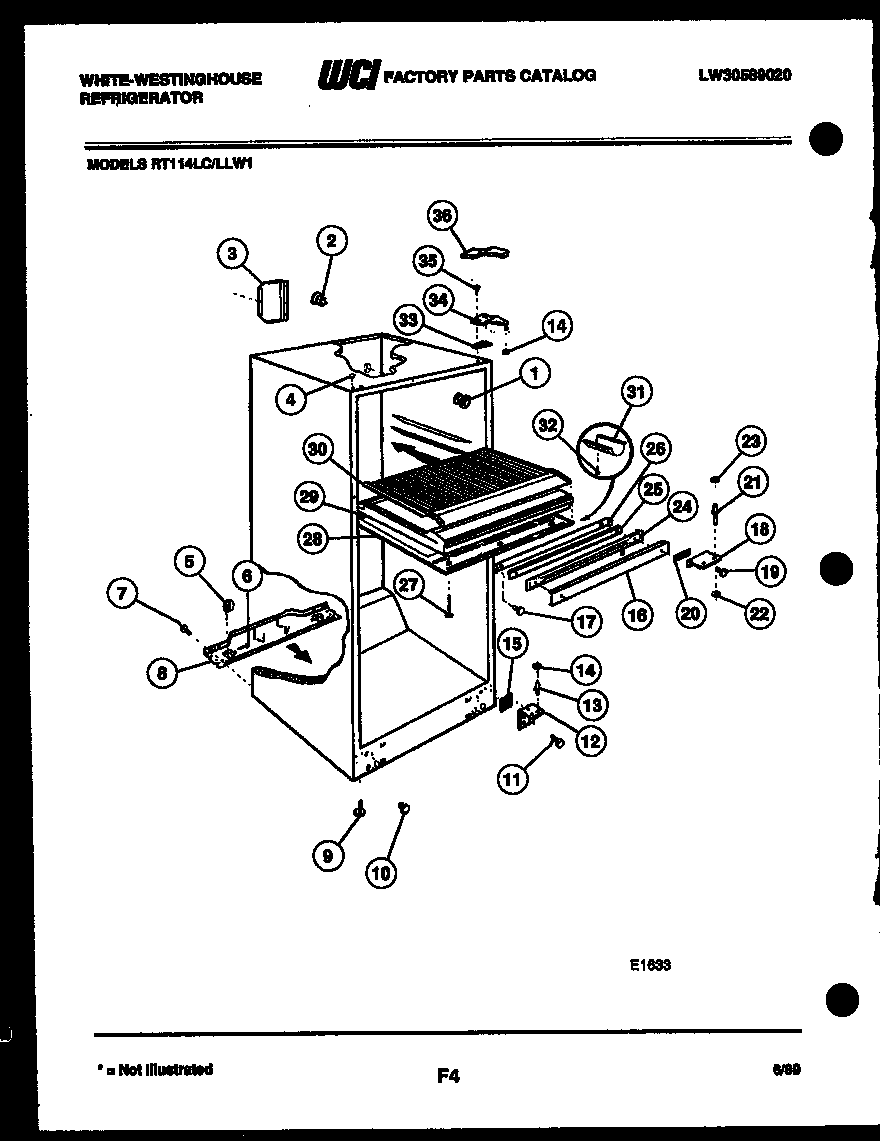 White-Westinghouse RT114LLD1 cabinet parts diagram