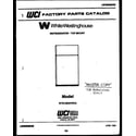 White-Westinghouse RTG120GCW2A cover page diagram