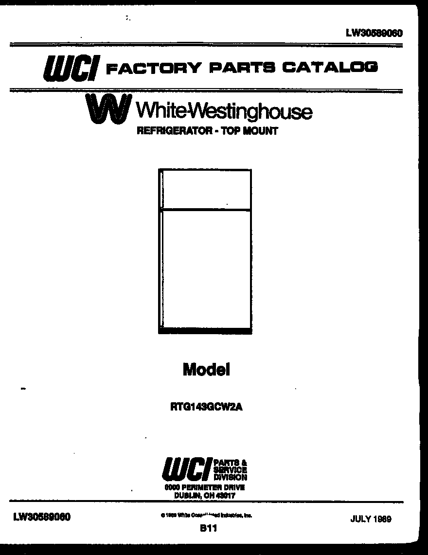 White-Westinghouse RTG143GCH2A cover page diagram